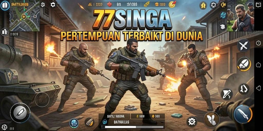 Tangkapan layar menunjukkan pertempuran seru dalam game Battle Royale.