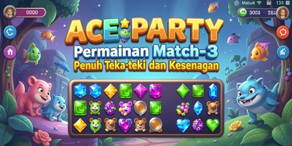 Tampilan gameplay ACEPARTY yang penuh warna dan menantang.