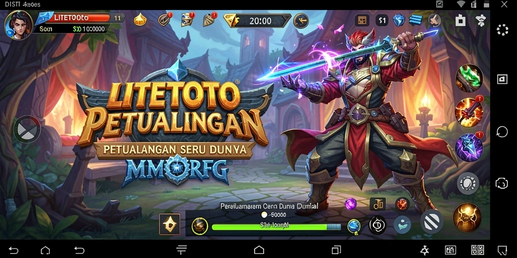 Screenshot gameplay LITETOTO dengan karakter bertarung melawan monster di dunia fantasi.