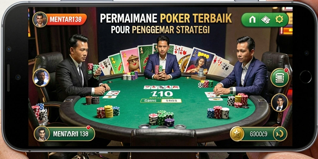 Tampilan gameplay Poker yang mendebarkan di MENTARI138.