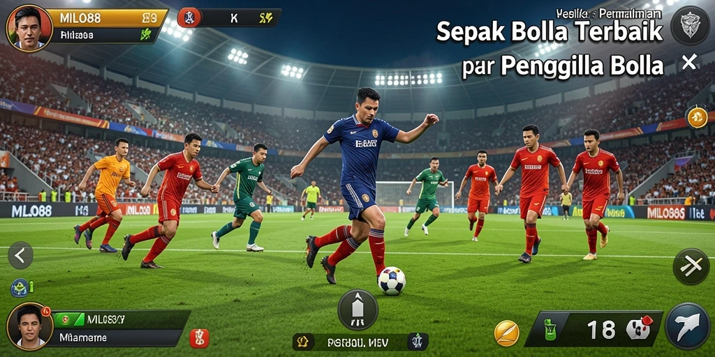 Tangkapan layar utama dari MILO88 yang menampilkan aksi sepak bola intens.