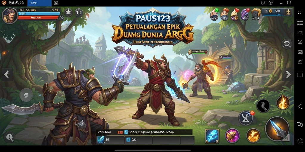 Screenshot utama PAUS123 menampilkan aksi mendebarkan dalam pertarungan ARPG.