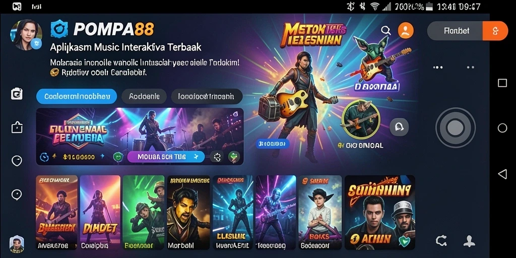 Screenshot utama POMPA88 dengan gameplay musik interaktif.