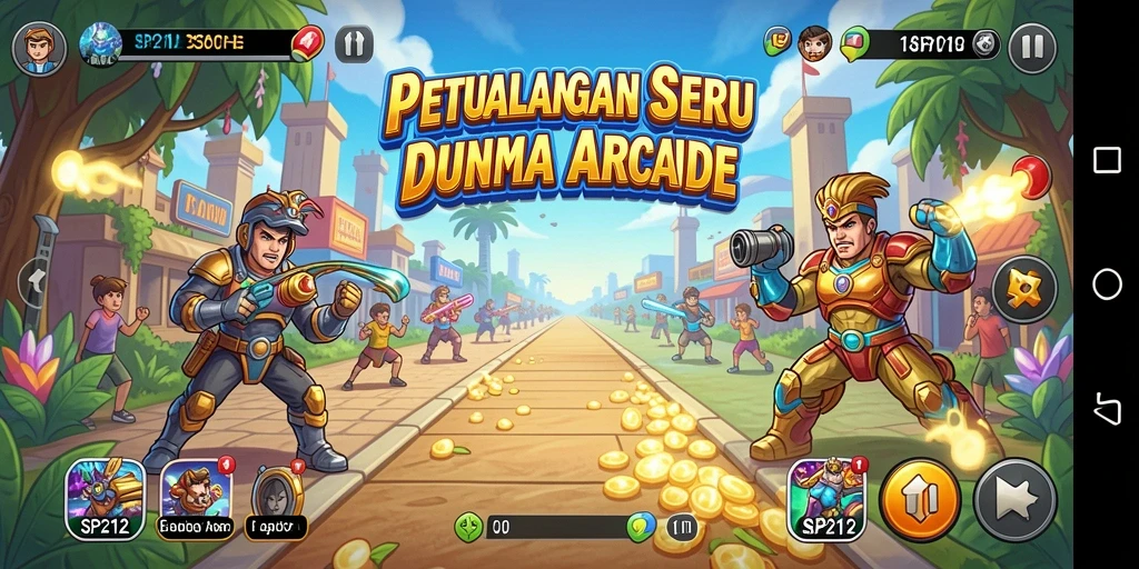 Tangkapan layar menampilkan aksi seru dalam game Arcade SP212.