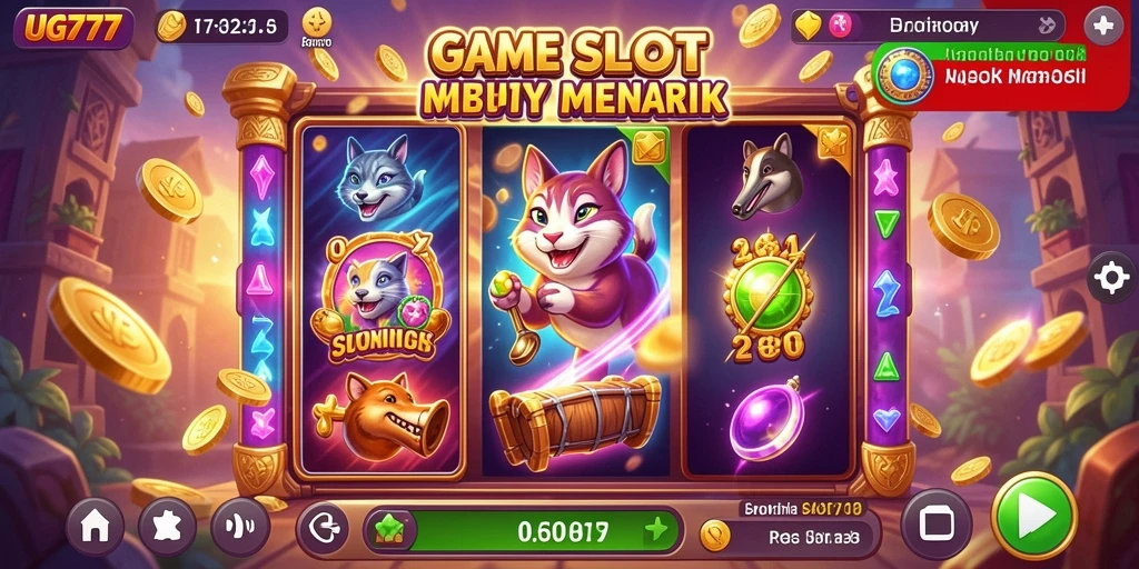 Tampilan gameplay intesif dan penuh warna dari UG777 Slot.